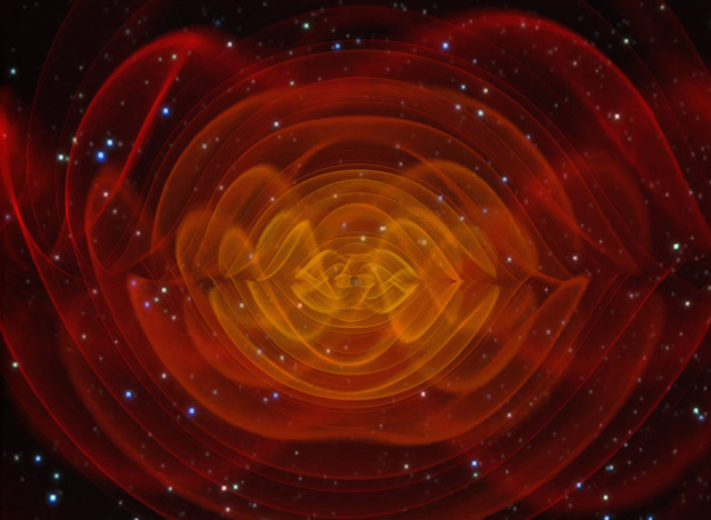 Mô tả sóng hấp dẫn được tạo ra từ cặp sao đôi.